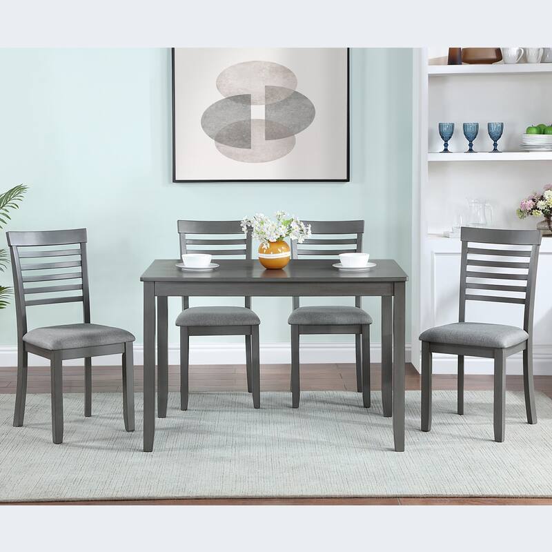 5-Piece, Modern Dining Table Set with 1 Rectangular Dining Table and 4 Upholstered Chairs, for Kitchens and Dining Rooms
