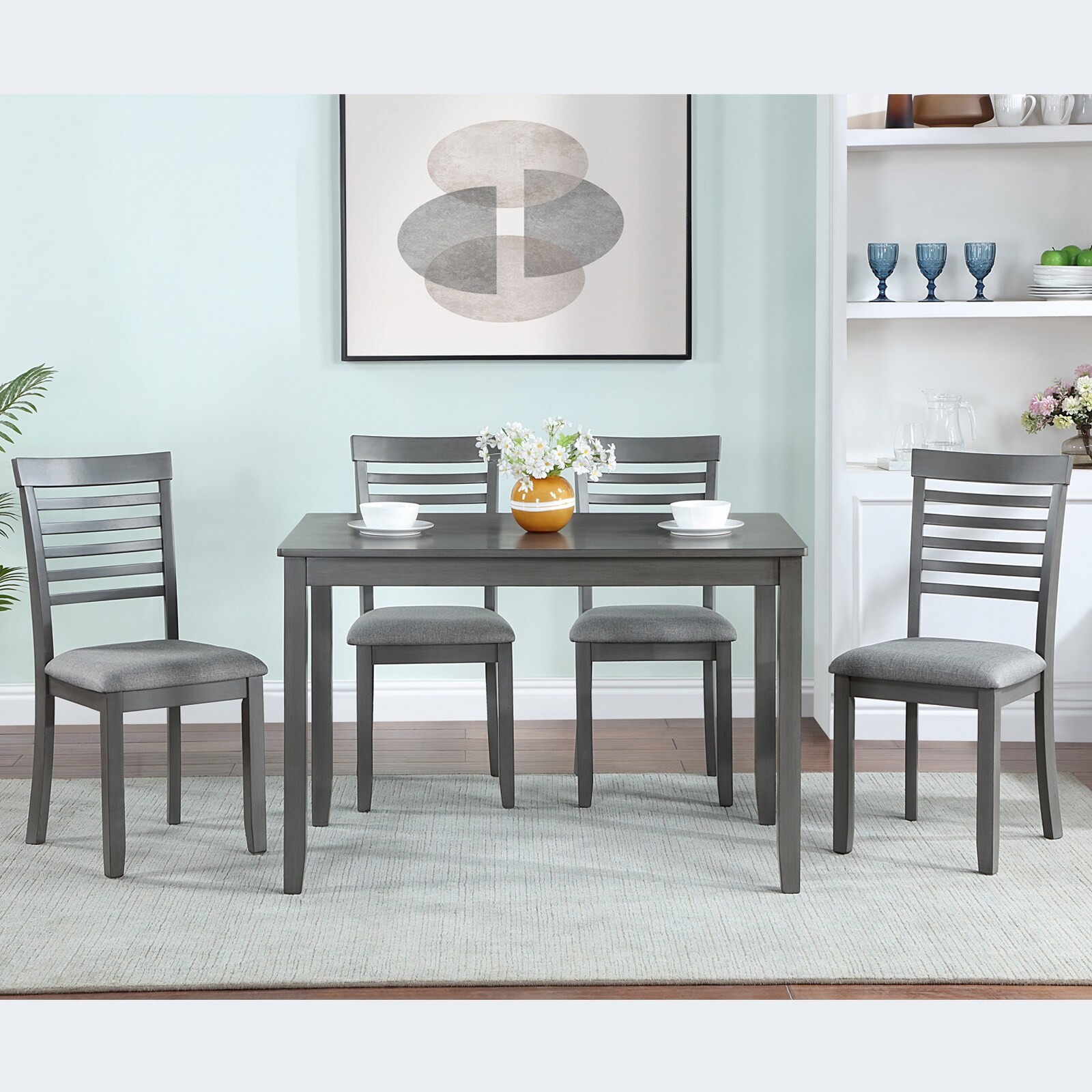 Space saving dining outlet table set for 4