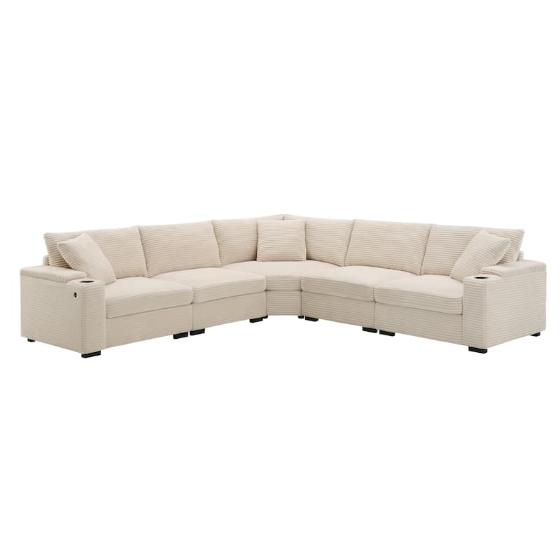 Convertible L Shaped Sectional Sofa Corduroy Corner Couch