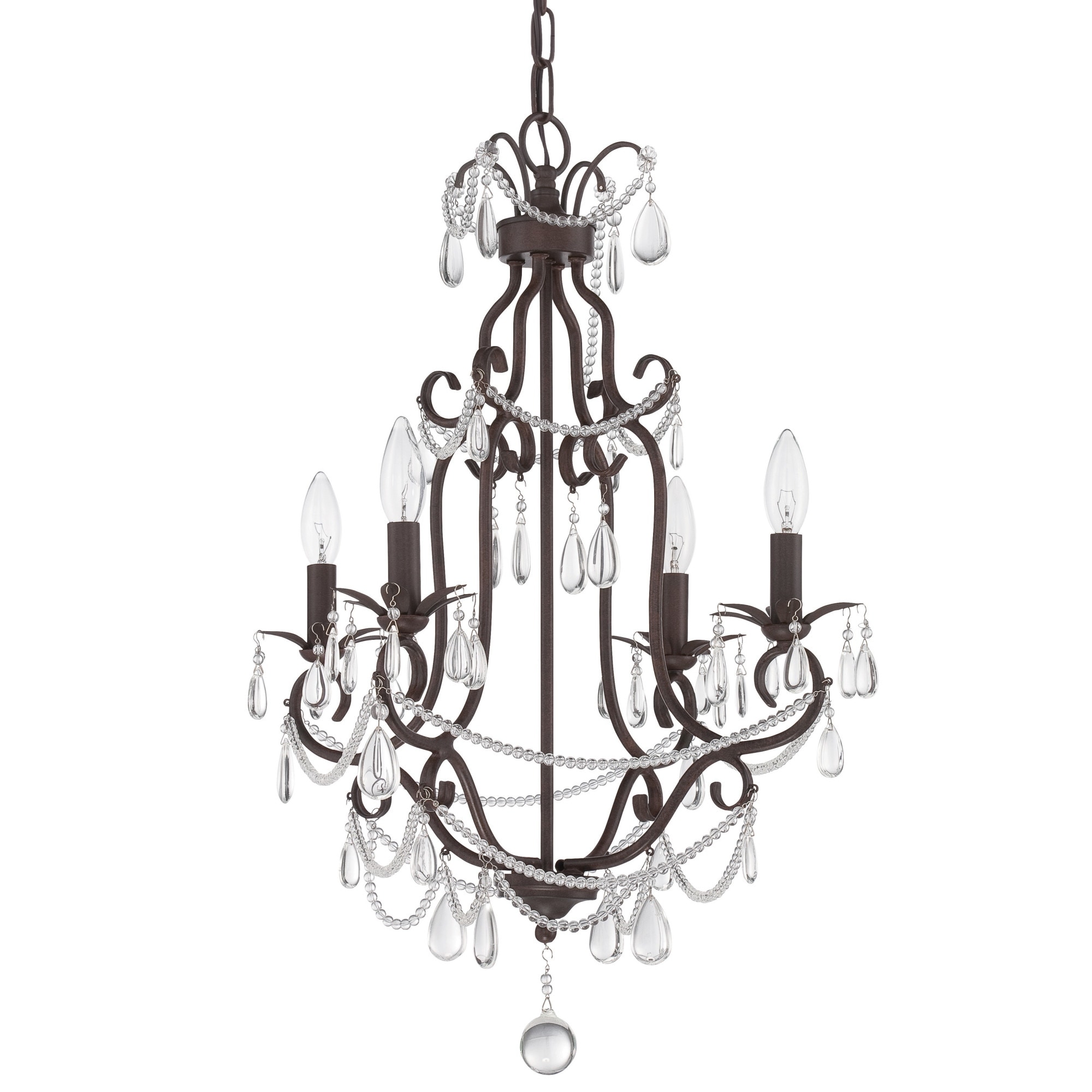 Craftmade 1054  4 Light 1 Tier Candle Style Chandelier - 17" Wide (Aged Bronze Textured / Clear Crystal) - Chandeliers For Bedrooms by Overstock.com