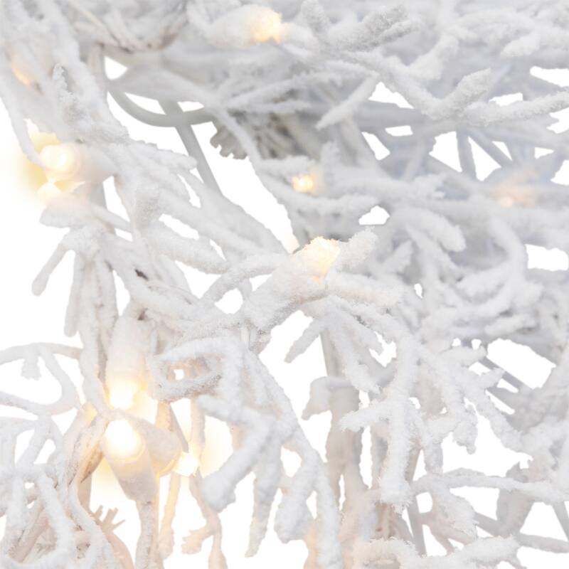 Pre-Lit Flocked Twig Artificial Christmas Wreath - 30" - LED Warm White Lights