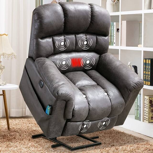 Super Soft Microsuede Power Lift Recliner Sofa with Massage Chair