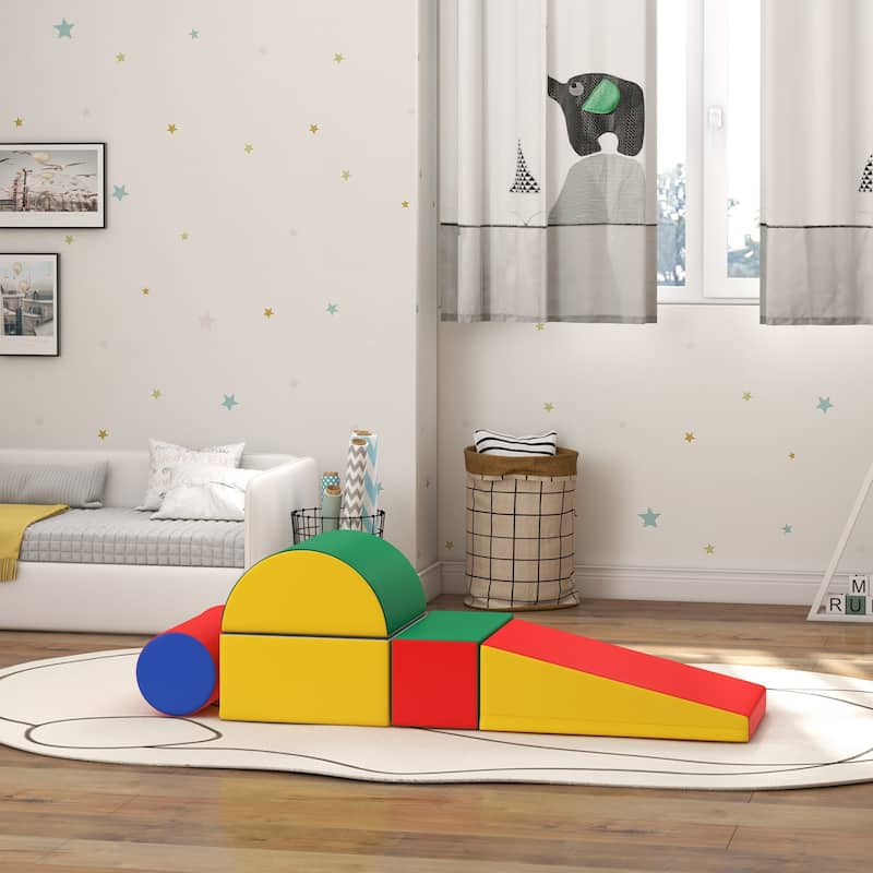 5 Piece Climb and Crawl Activity Play Set, Baby Soft Play Set, Foam Climbing Blocks for Toddlers, Kids Preschooler Indoor Play