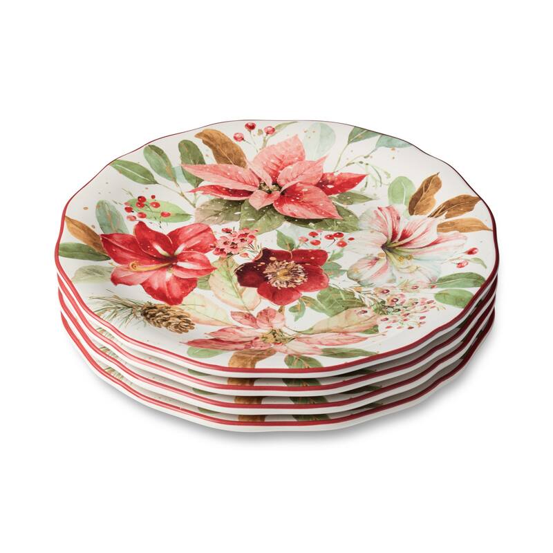 Certifed International Winter Blooms Set of 4 Dinner Plates 11" - 11 L x 11 W x 1.125 H