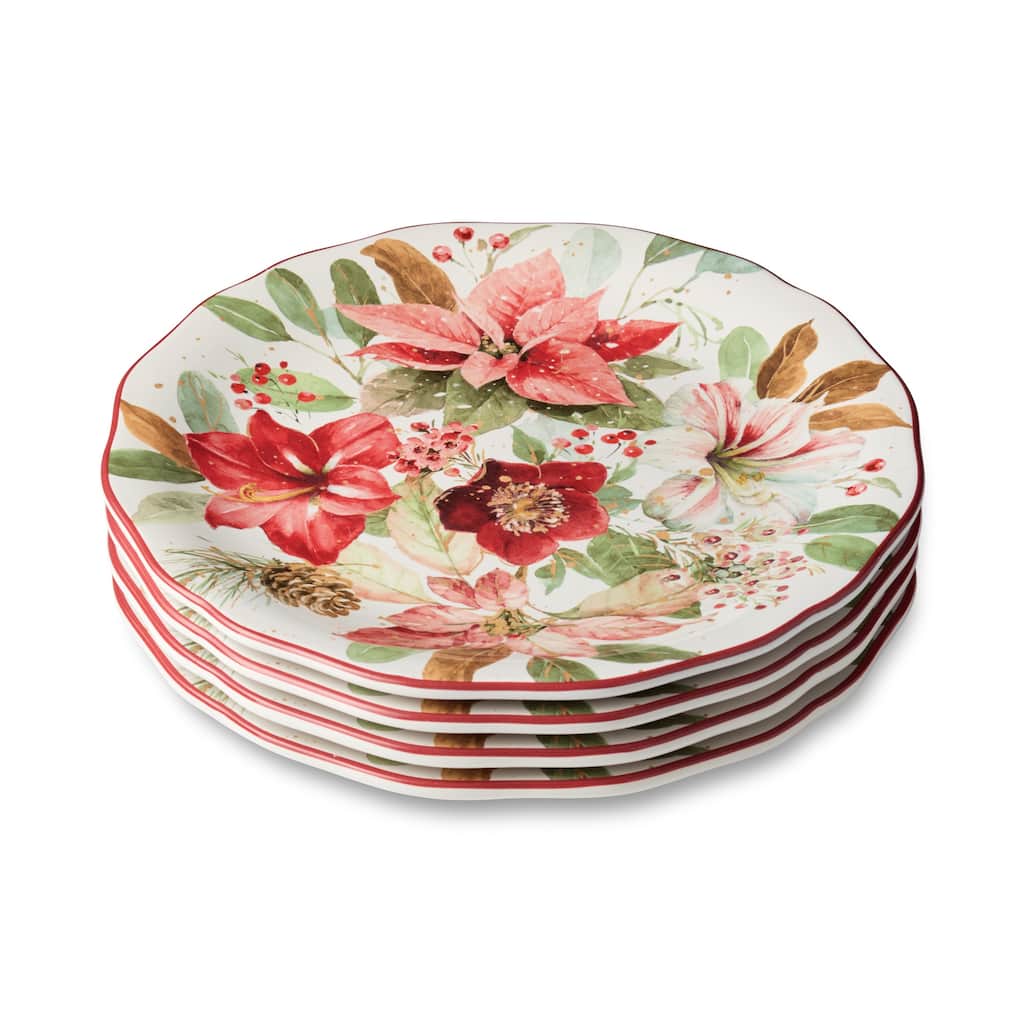 Certifed International Winter Blooms Set of 4 Dinner Plates 11" - 11 L x 11 W x 1.125 H
