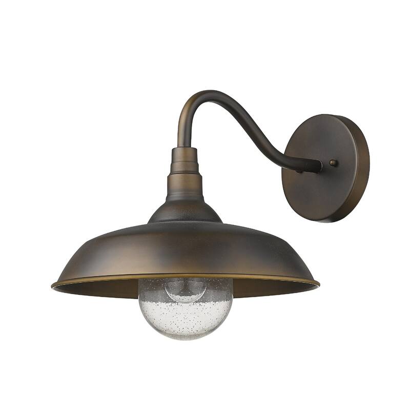 1-Light Outdoor Flush Mount Wall Light with Clear Seedy Glass Shade and Steel Fixture Garden Lighting