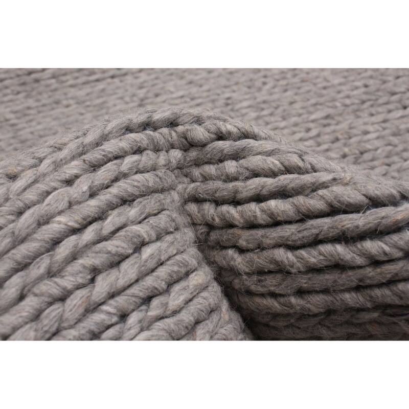 ECARPETGALLERY Braid weave Sienna Grey Wool Rug - 1'11 x 9'3