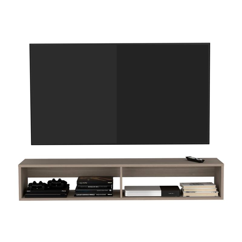 Modern Wall-Mounted TV Console with Dual Shelves & Cable Management, Ideal for Small Spaces