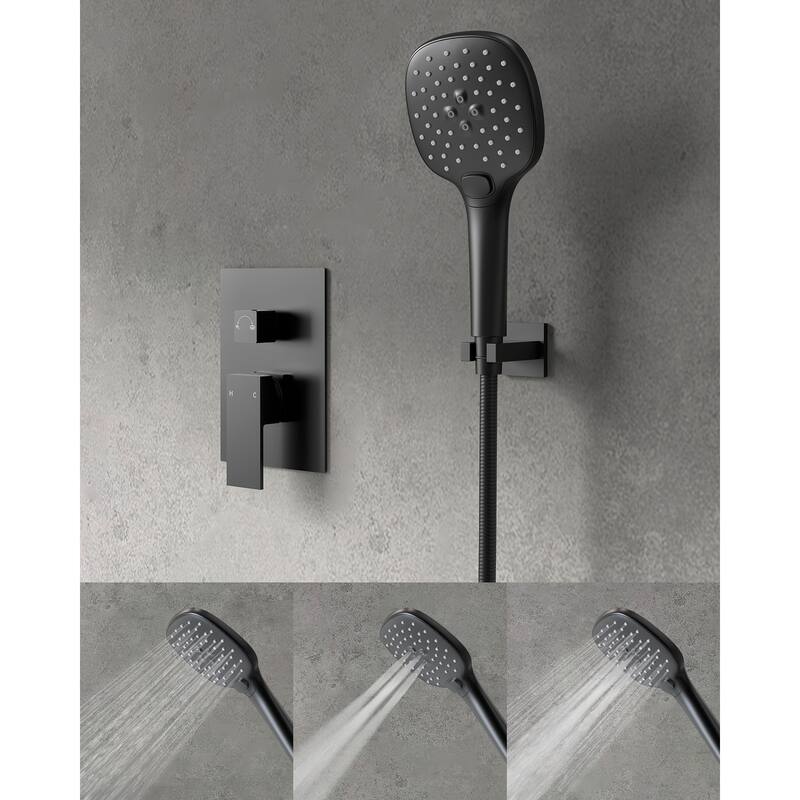 GRANDJOY 10 Inch Rainfall Shower System Pressure Balanced Shower Head with 3-Function Handheld Spray