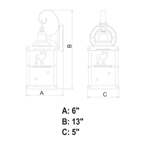 VAXCEL Bozeman 13 in. H 1-Light Burnished Bronze Rustic Outdoor Wall Sconce, Steel, Clear Seeded Glass Shade
