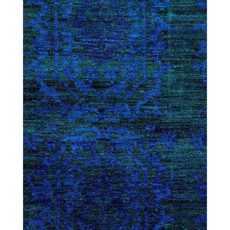Overton Hand Knotted Wool Vintage Inspired Modern Contemporary Overdyed Blue Area Rug - 5' 3" x 8' 10"