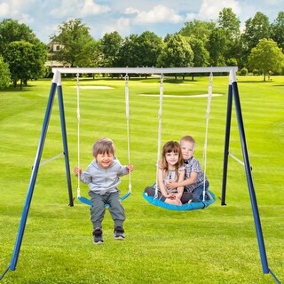 Kids Metal Swing Set for Backyard Fun