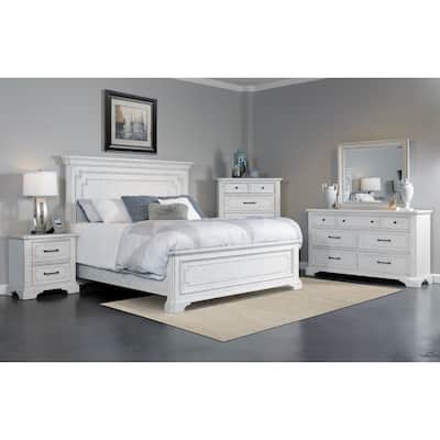 Clara Wood Panel Bed, White Mist