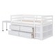preview thumbnail 133 of 144, Twin/Full Size Low Loft Bed with Retractable Writing Desk and 4 Drawers, Wooden Loft Bedframe w/ Lateral Portable Desk & Shelves