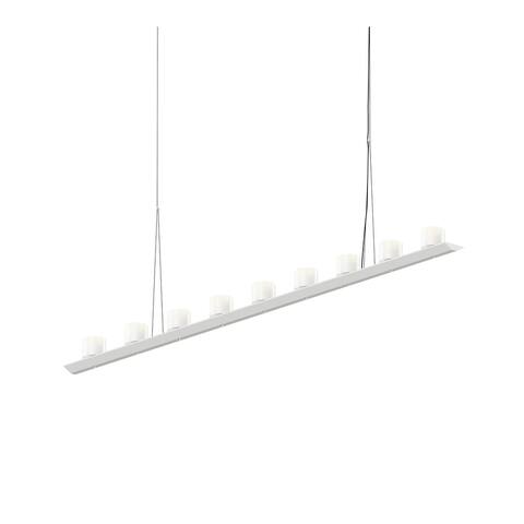 Sonneman Lighting Votives 18-light Satin White LED Bar Pendant, Large Clear Etched Crystal Shade