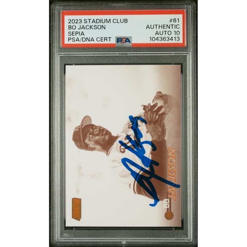 Bo Jackson 2023 Topps Stadium Club Sepia Signed Card #61 Auto Graded PSA 10 - 8' x 11'