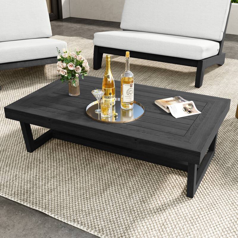 Rectangular Outdoor All Weather Wooden Side Coffee Table