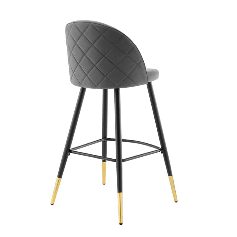 Modway Cordial Performance Velvet Dining Bar Stools in Mint, Set of 2