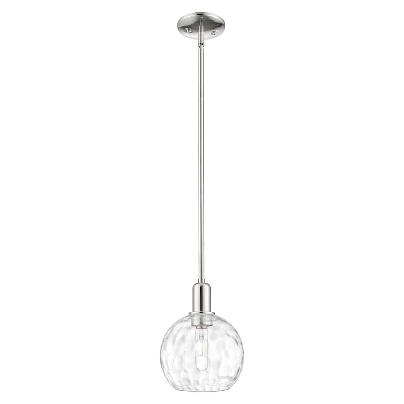 Innovations Lighting Endless Possibilities Arcadia - Athens Water Glass - 1 Light 8" Stem Hung Mini Pendant - Clear Water Glass/Polished Nickel