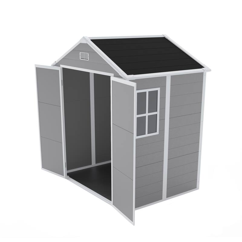 PP Resin Waterproof Storage Shed with Rust,UV Proof,HD Window Lighting