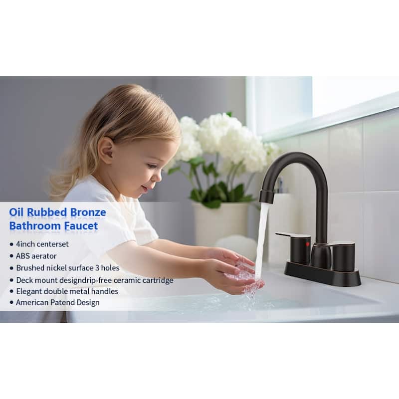 Centerset Bathroom Faucet with 2 Handles in Oil Rubbed Bronze - 6.22" x 2.12" x 8.26"