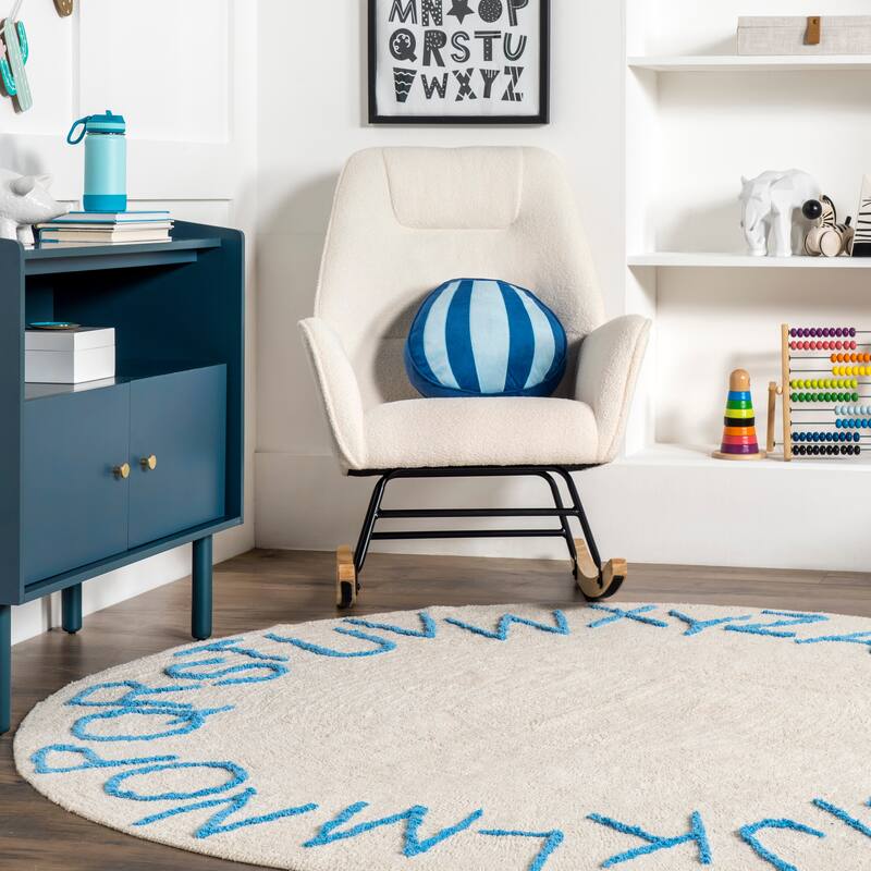 Nuloom Alphabet SpinClean Washable Round Rug