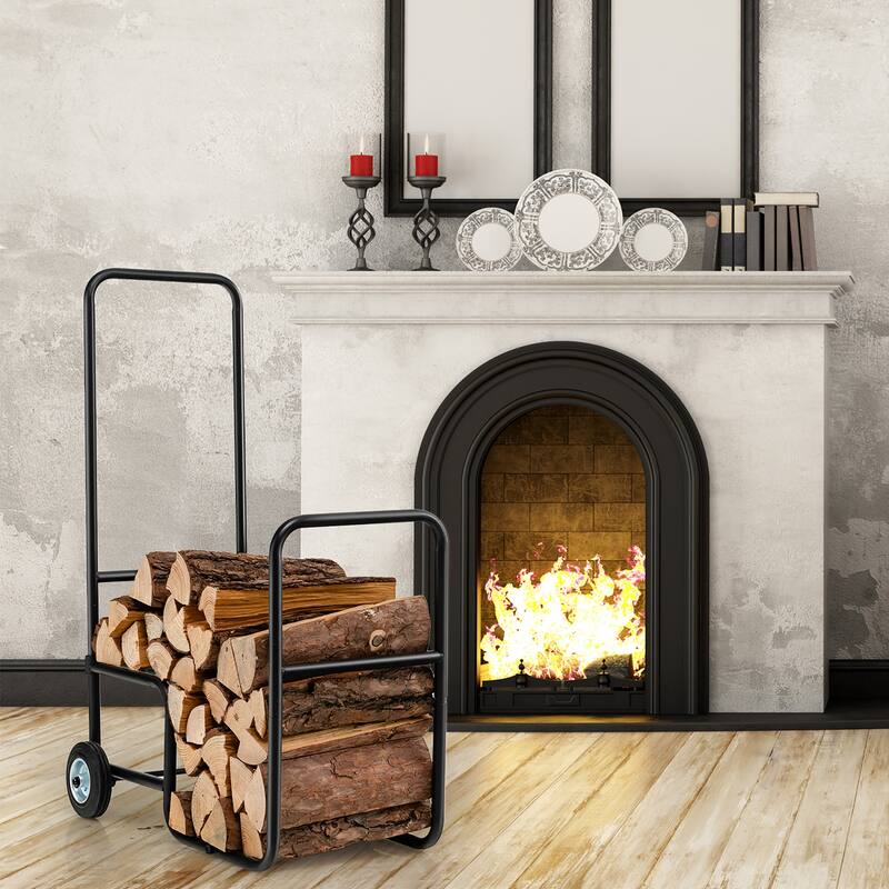 Costway Firewood Storage Rack Wood Mover Hauler Fire Rack Caddy Cart - See Details