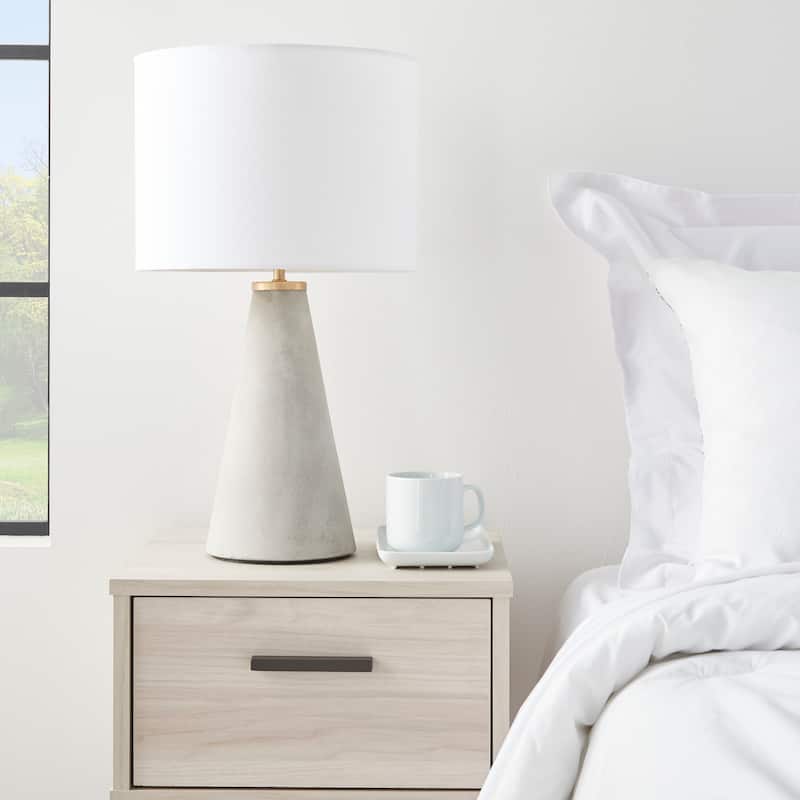Nourison 22" Modern Grey Cement Triangle Table Lamp