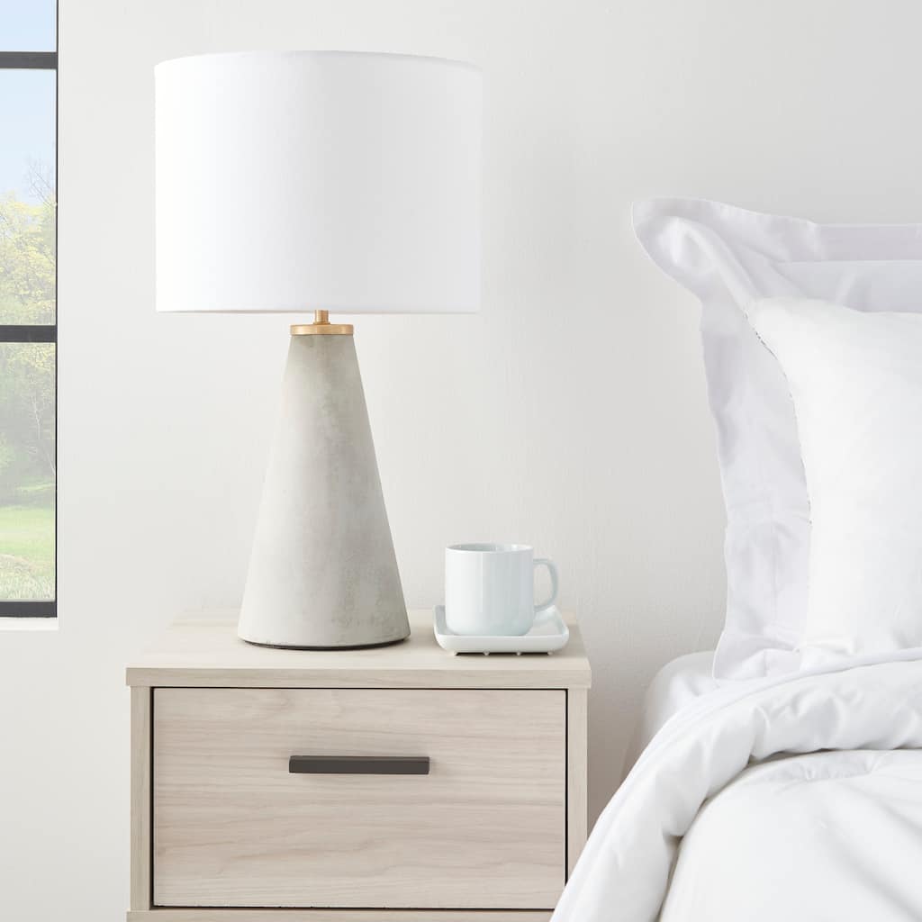Nourison 22" Modern Grey Cement Triangle Table Lamp