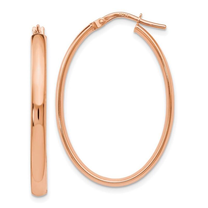 Curata 10k Yellow or Rose Gold Italian 33.5x1.5mm Thin Oval Hoop Earrings