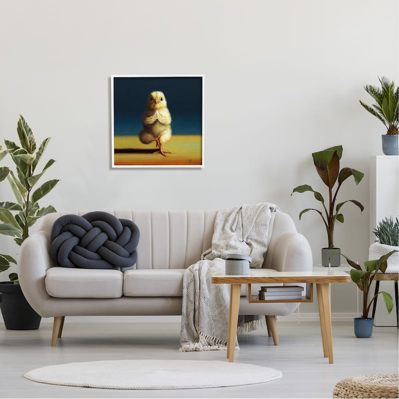Stupell Yellow Chick Meditating Yoga Pose Animal Fitness Framed Wall Art, Design by Lucia Heffernan