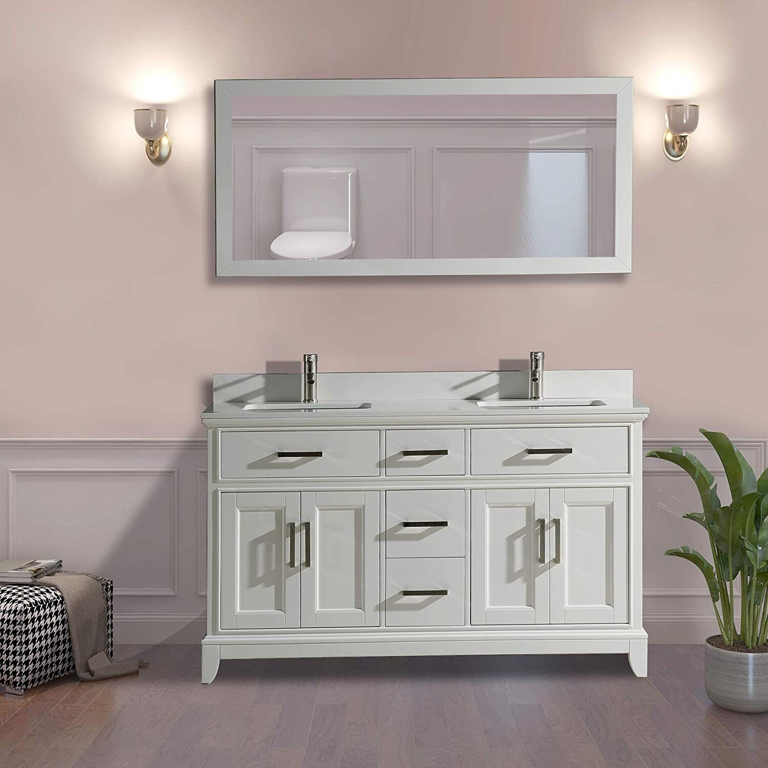 Vanity Art 60 Double Sink Bathroom Vanity Set Super White Phoenix Stone Top Soft Closing Doors Undermount Sink With Free Mirror On Sale Overstock 12364458