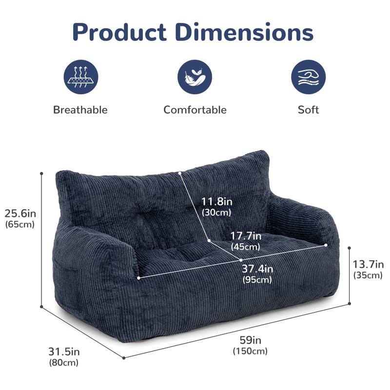 Pamapic Bean Bag Chair, Double Seater Corduroy Lazy Sofa