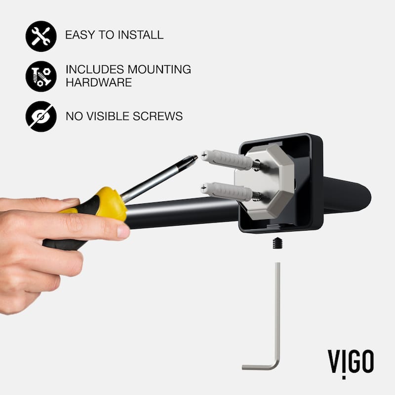 VIGO Satro 4-Piece Bathroom Hardware Accessory Set with 24 in. Towel Bar, Toilet Paper Holder, Hand Towel Holder, Hook