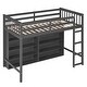 preview thumbnail 24 of 28, Twin Size Wood Loft Bed w/ 8 Open Storage Shelves and Built-in Ladder