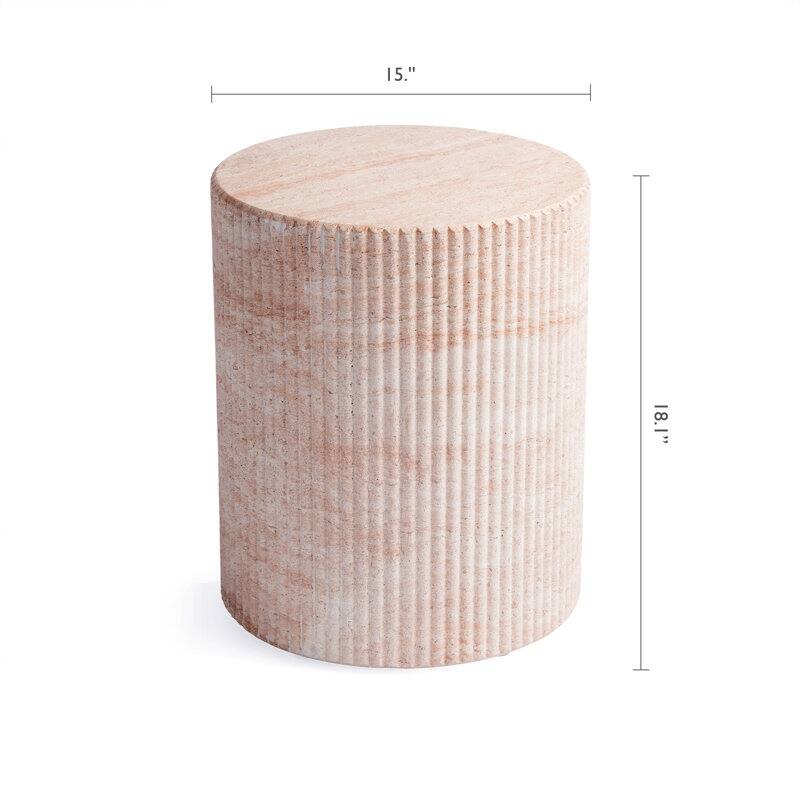 Studio London Maru Travertine Effect Side Table for Indoor and Outdoor - 18.1'' H X 11'' W X 15.8'' D
