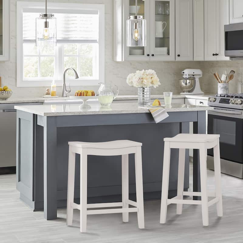 Hillsdale Fiddler Wood Backless Counter Height Stool, White