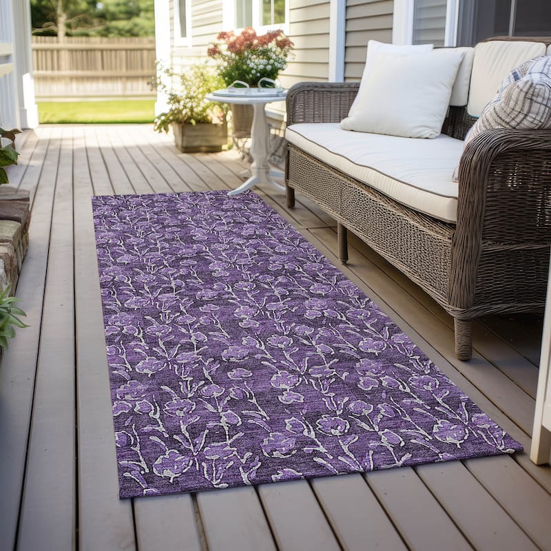 Machine Washable Indoor/ Outdoor Chantille Modern Floral Impressions Rug