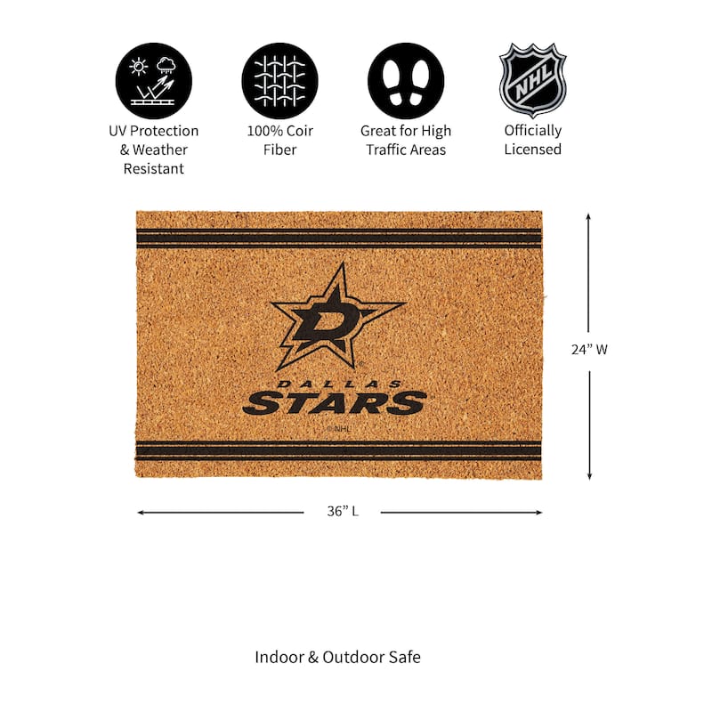 Dallas Stars Monochrome Indoor/Outdoor Coir Door Mat