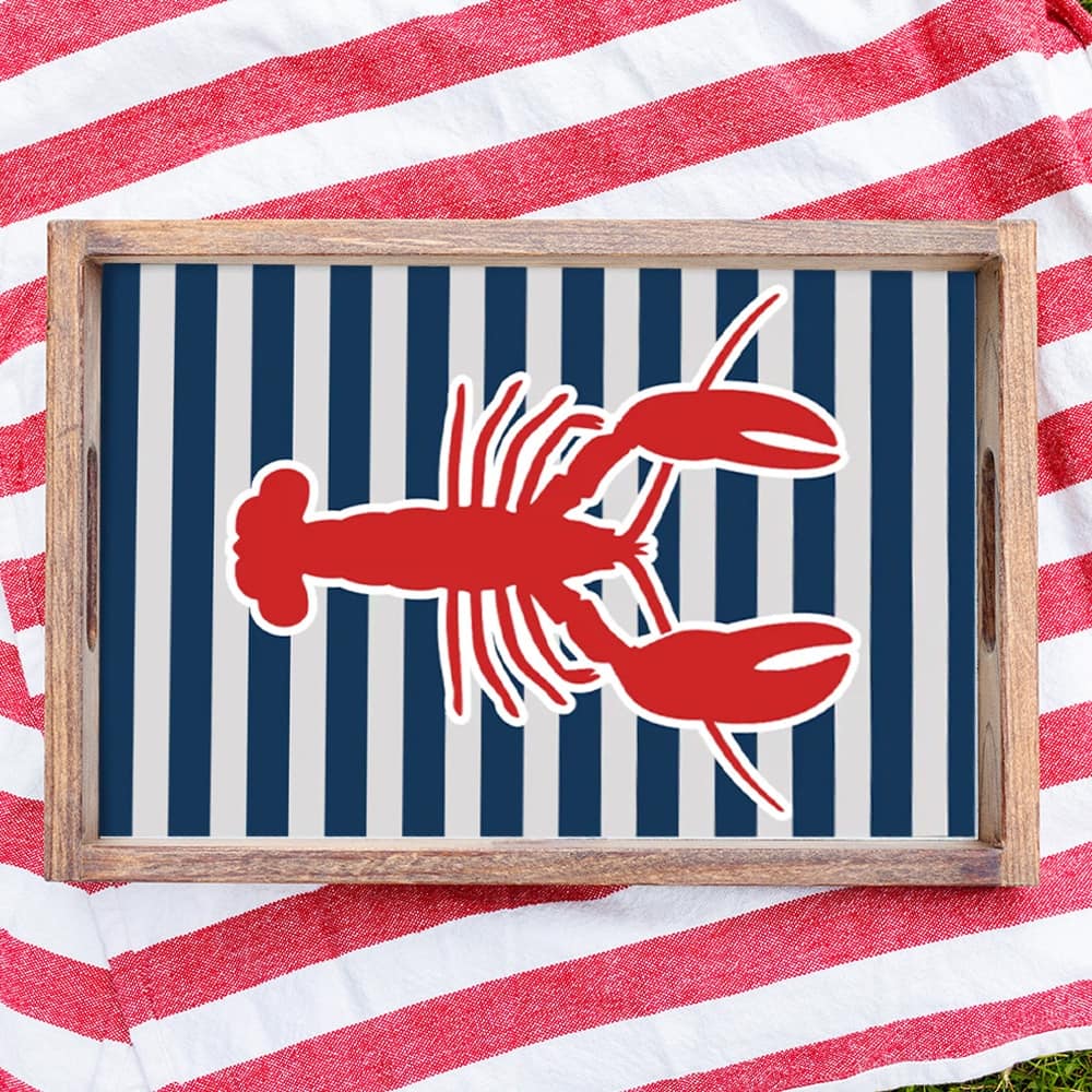 Lobster Stripes Serving Tray - Multi-Color