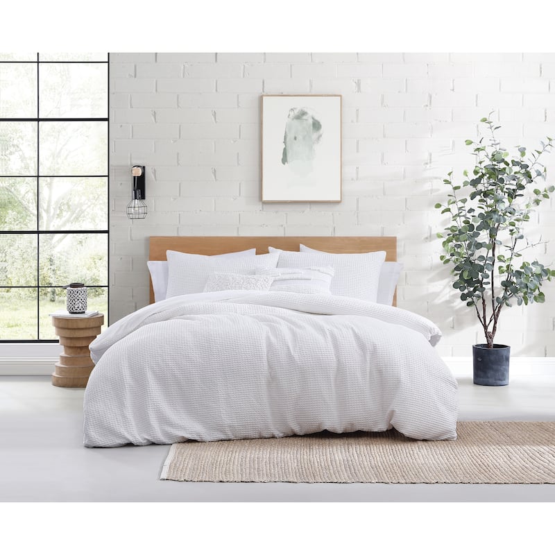 DKNY Modern Waffle 3-pc Duvet Set - White - King