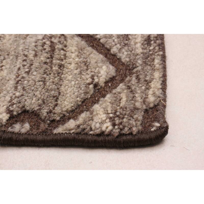 ECARPETGALLERY Hand-knotted Tangier Taupe Wool Rug - 2'5 x 7'9