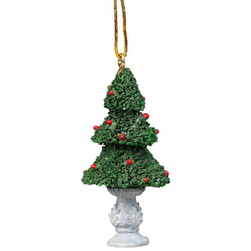 Topiary Tree Christmas Ornaments - 2.5" - Set of 4