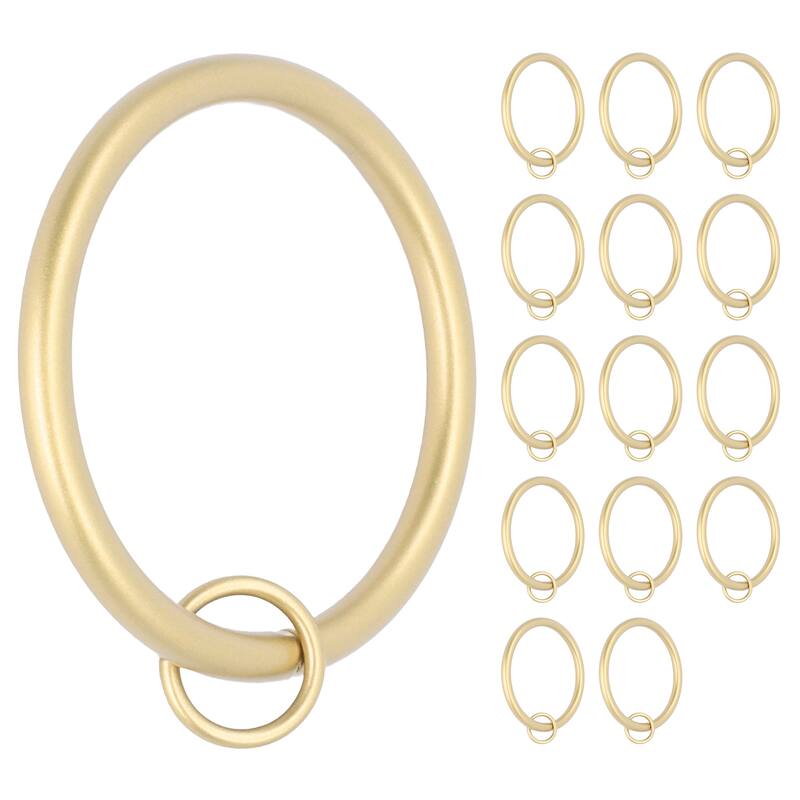 Meriville 2-Inch Inner Diameter Metal Flat Curtain Rings with Eyelets - Gold - Set  of 14