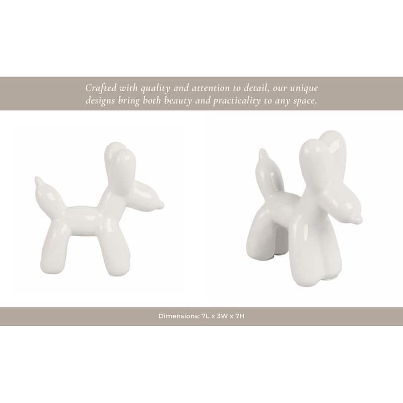 Sagebrook Home Ceramic Balloon Dog Figurine - Modern Decorative Accent Sculpture