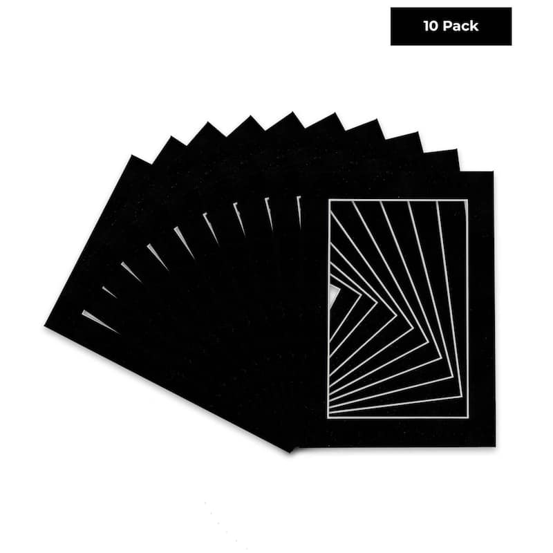 Pack of TEN 7x9 Mats Bevel Cut for 5x6 Photos - Acid Free Black Suede ...