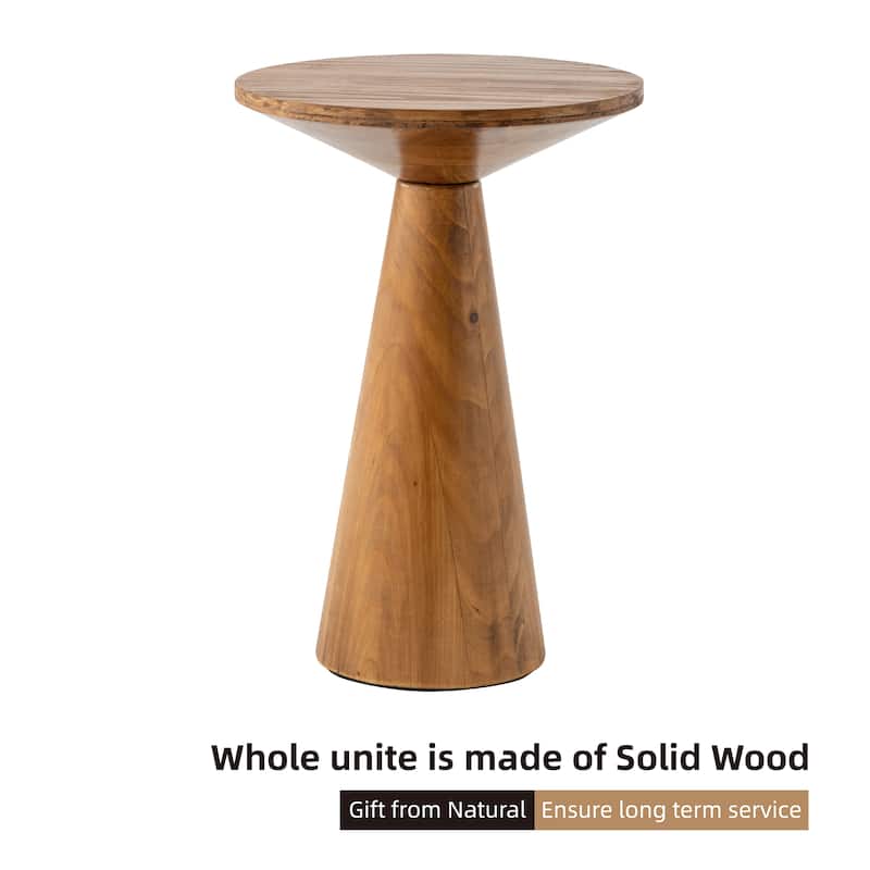 COZAYH Farmhouse Pedestal End Table, Round Martini Table Wood Plant Stand Rustic Small Drink Table for Living Room, Bedroom