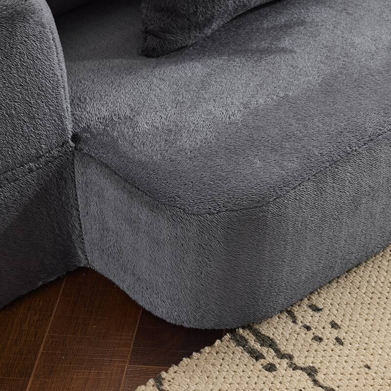 Sectional Sofa With 3 Ottoman Stools - Supportive Foam Fold-Out Bed, Compact Chenille Lounger