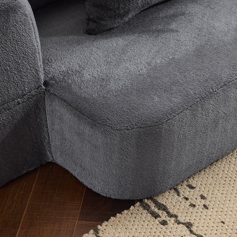 Transformable Sectional Sofa with 3 Ottoman Stools - Supportive Foam Fold-Out Bed, Compact Chenille Lounger