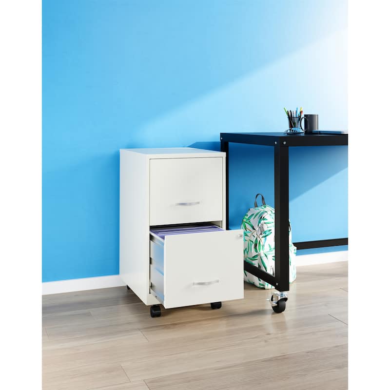Space Solutions 18" 2 Drawer Mobile Vertical File Cabinet, Pearl White